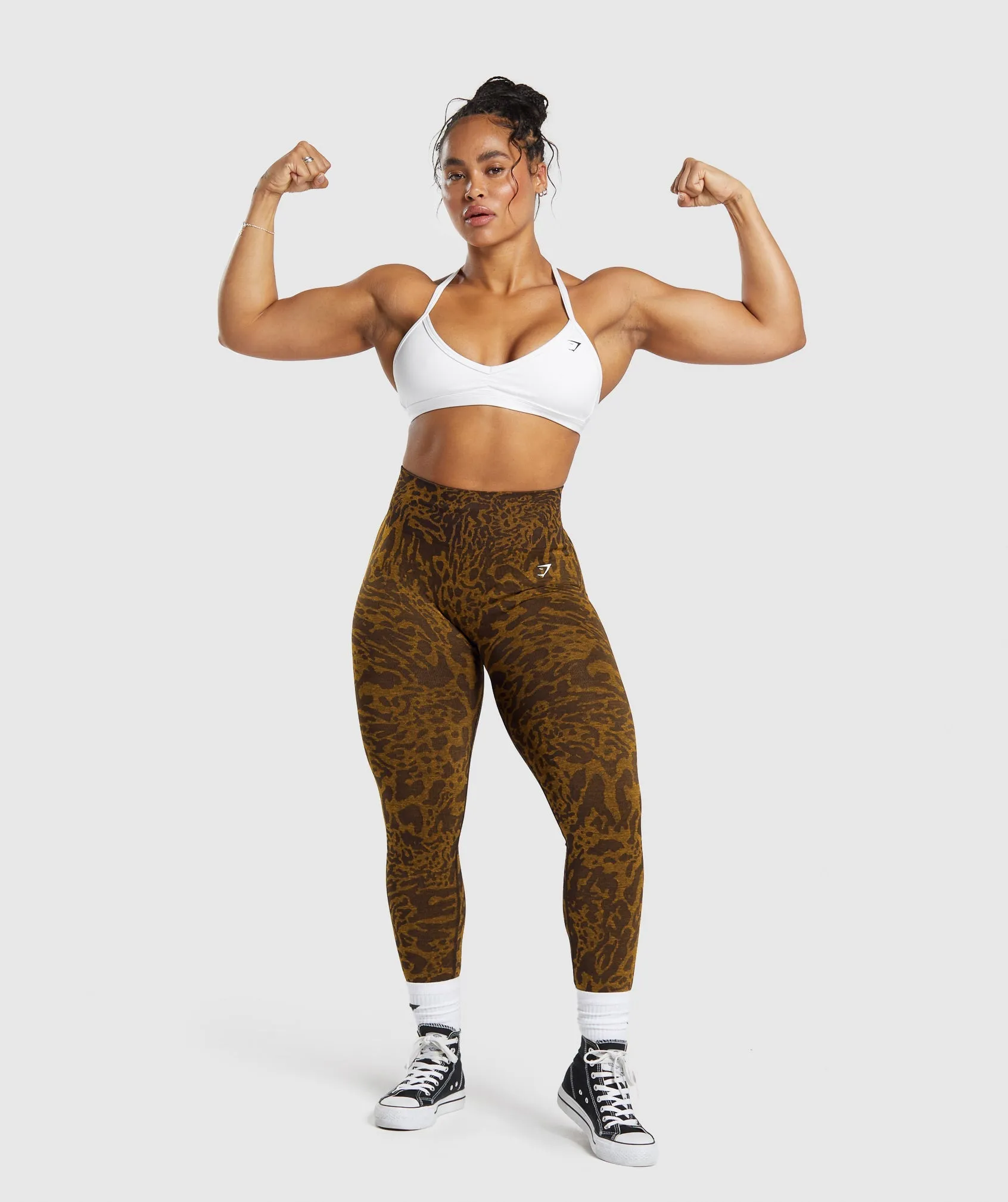 Stylish Gymshark Adapt Seamless Safari Leggings in Archive Brown/Burnt Yellow
