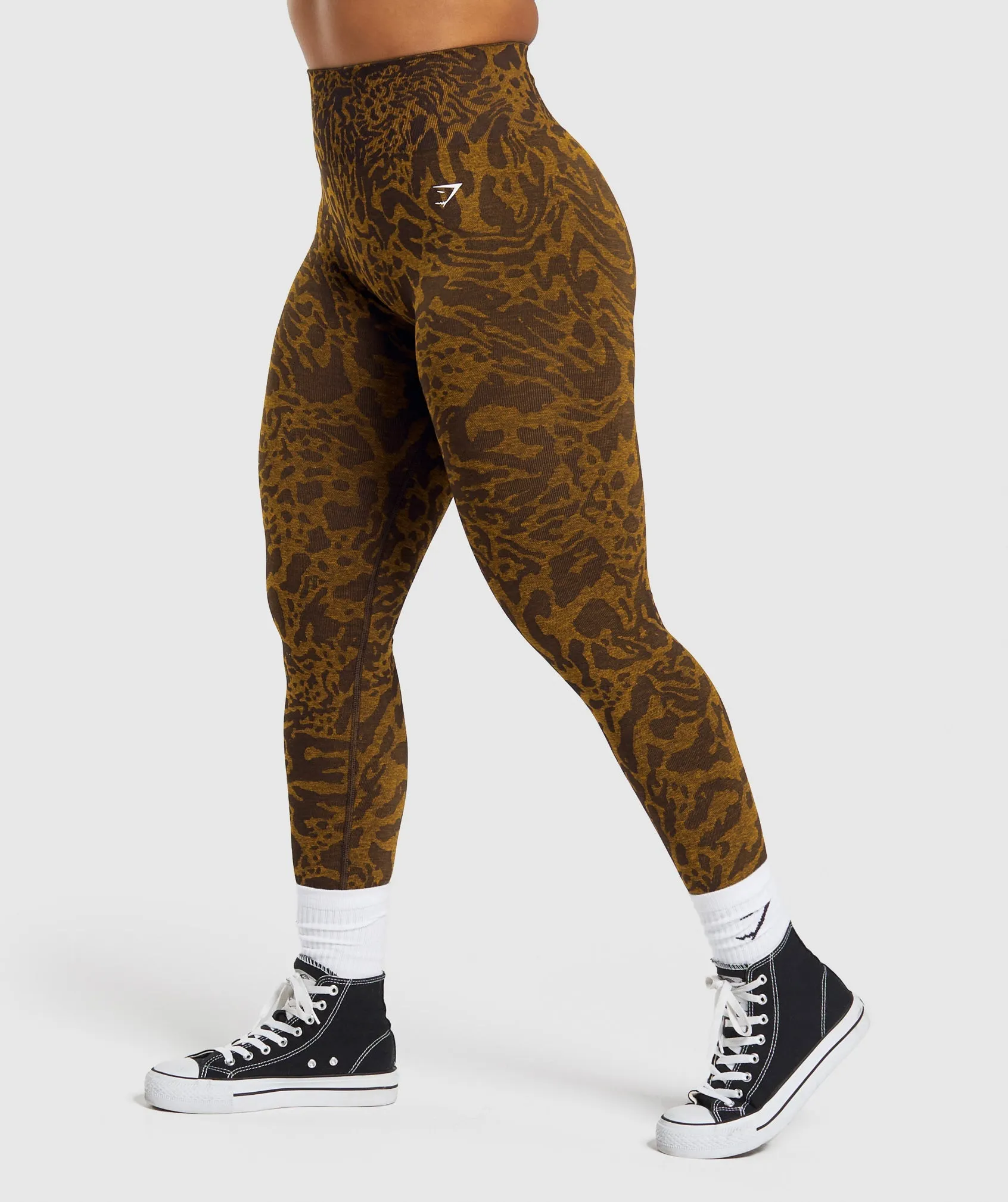Stylish Gymshark Adapt Seamless Safari Leggings in Archive Brown/Burnt Yellow