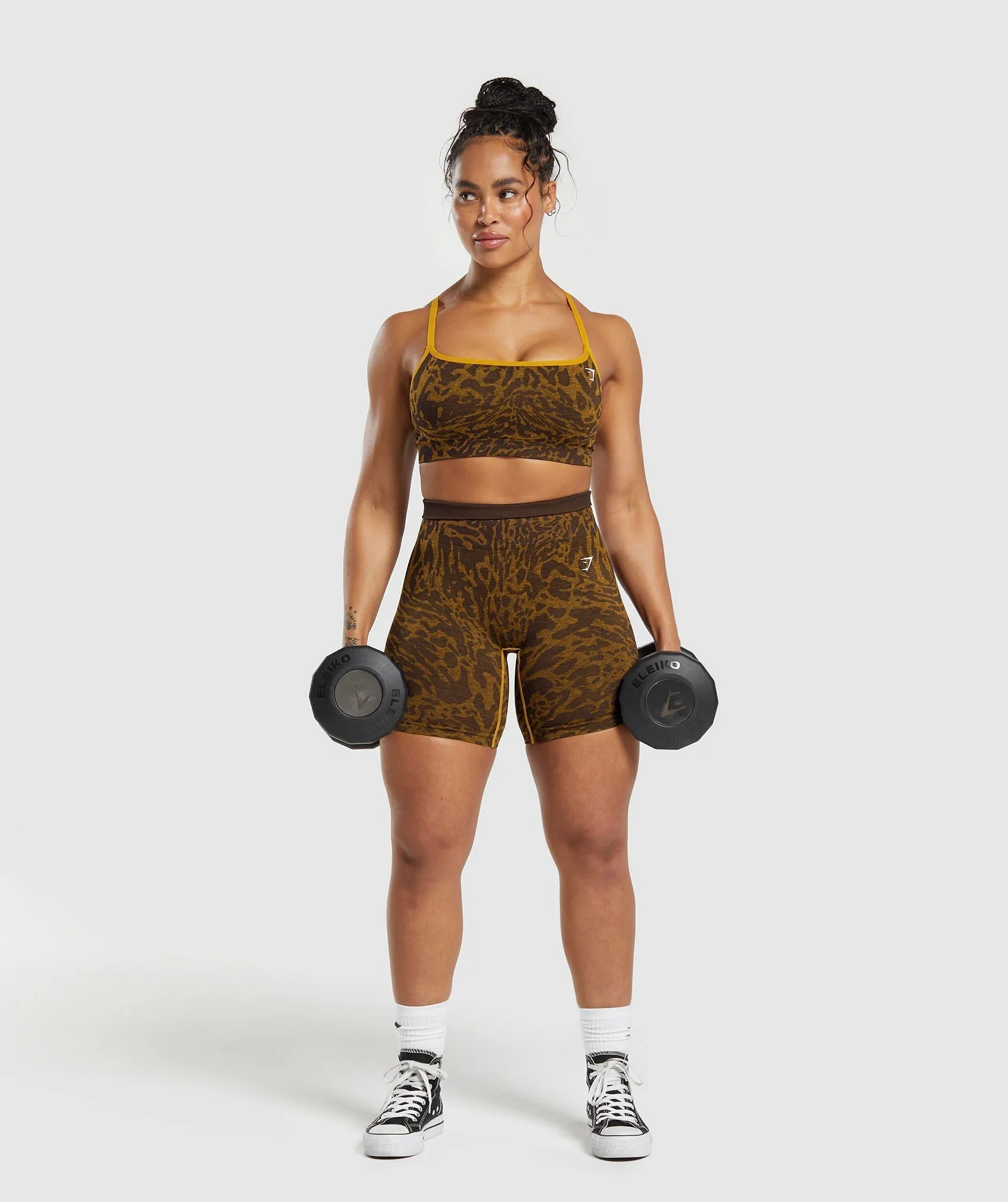 Gymshark Adapt Safari Tight Shorts - Archive Brown/Burnt Yellow
