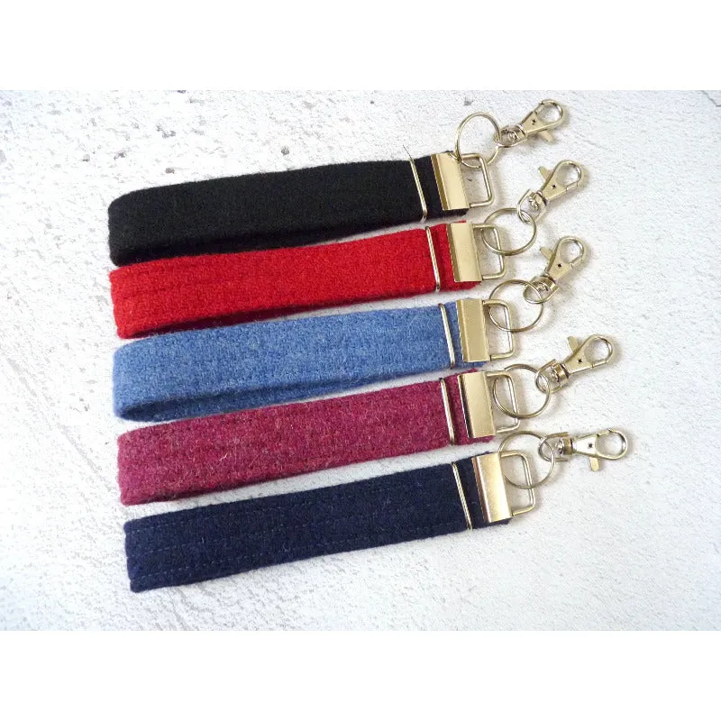 Harris Tweed Wristlet Keyring - Plain Colours