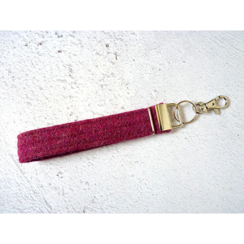 Harris Tweed Wristlet Keyring - Plain Colours