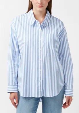 Hayden Women's Oversize Boyfriend Shirt in Striped Blue - WT0614H