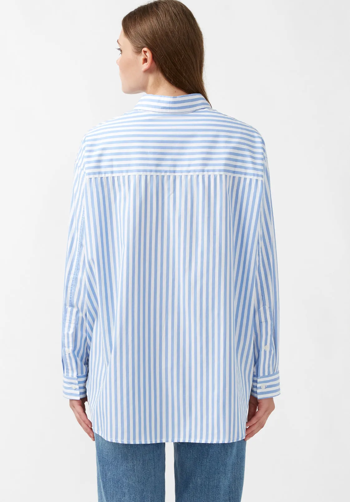 Hayden Women's Oversize Boyfriend Shirt in Striped Blue - WT0614H
