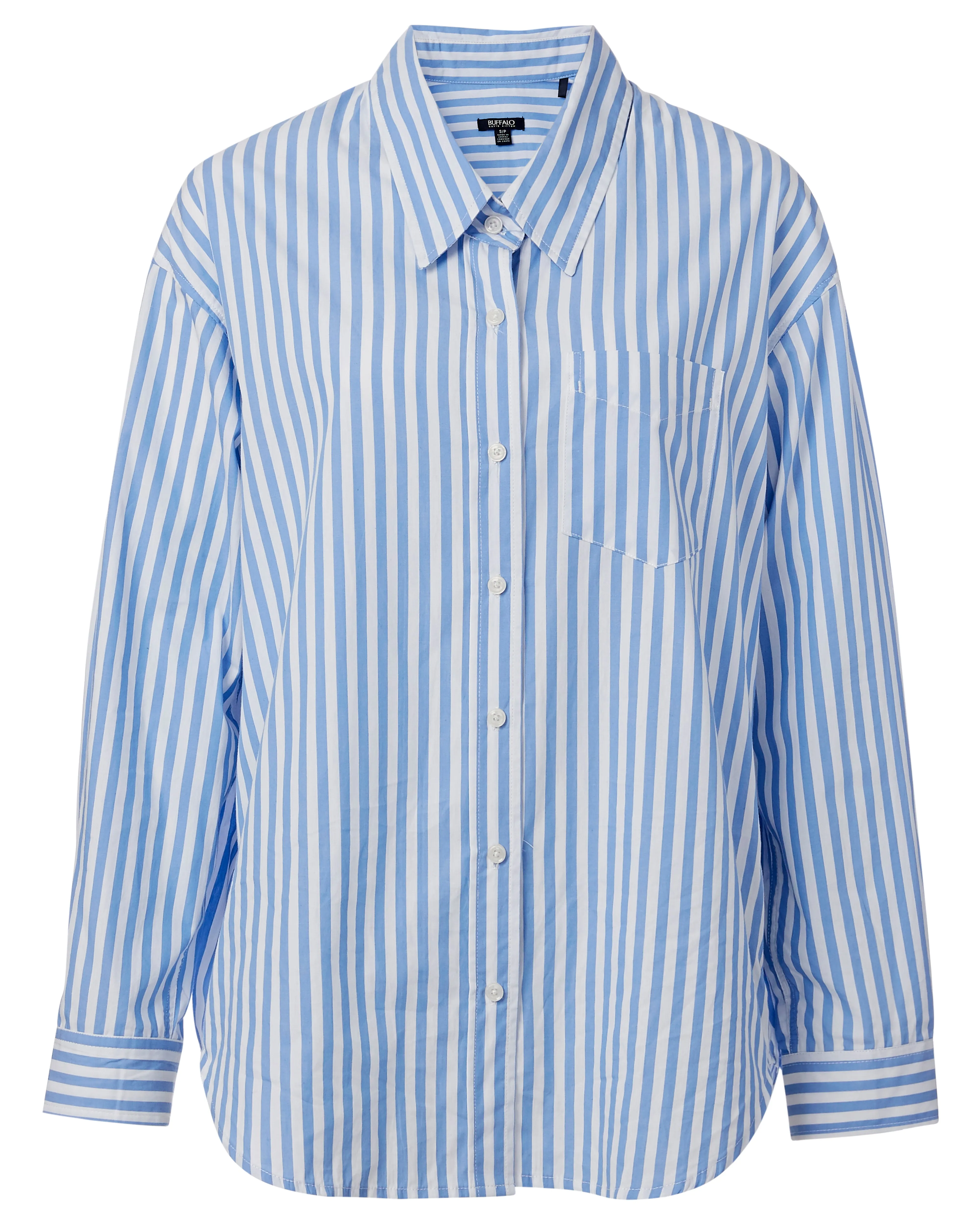 Hayden Women's Oversize Boyfriend Shirt in Striped Blue - WT0614H