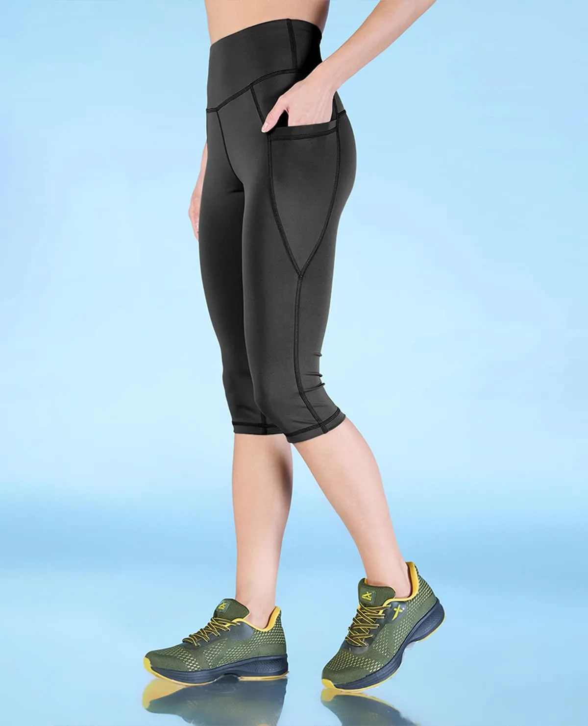 High Waisted 3/4 Leggings in Second SKN Fabric