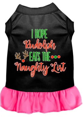 Hope Rudolph Eats Naughty List Screen Print Dog Dress Black With Bright Pink Xxl