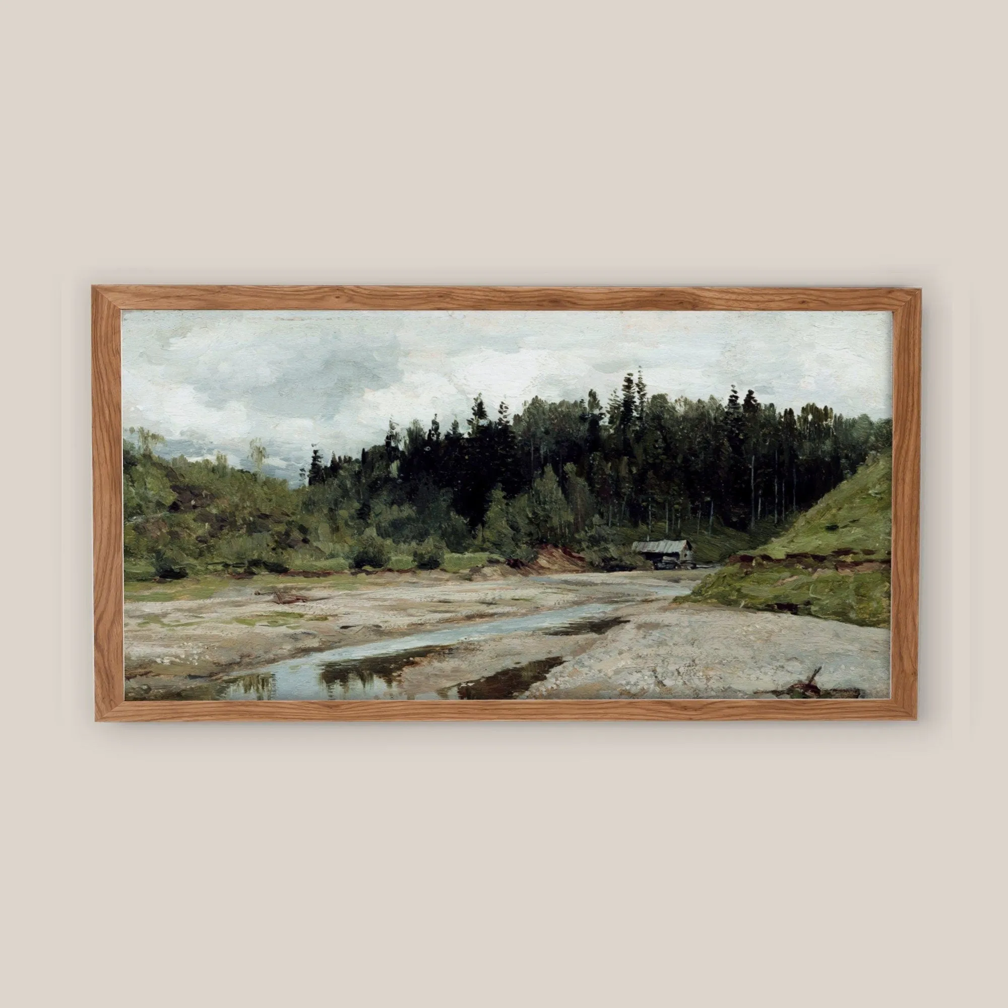 Horizontal Landscape with Stream Vintage Wall Art
