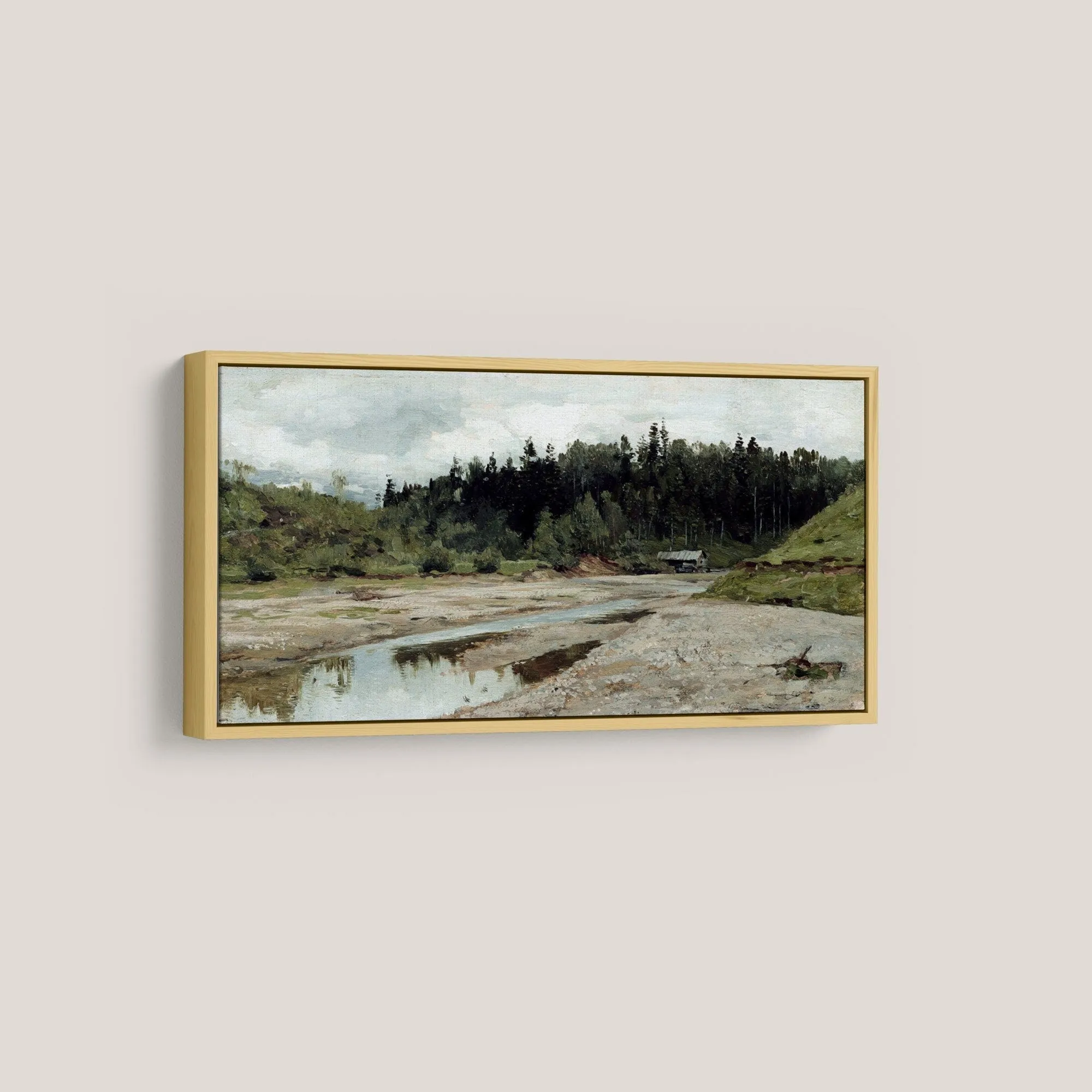 Horizontal Landscape with Stream Vintage Wall Art