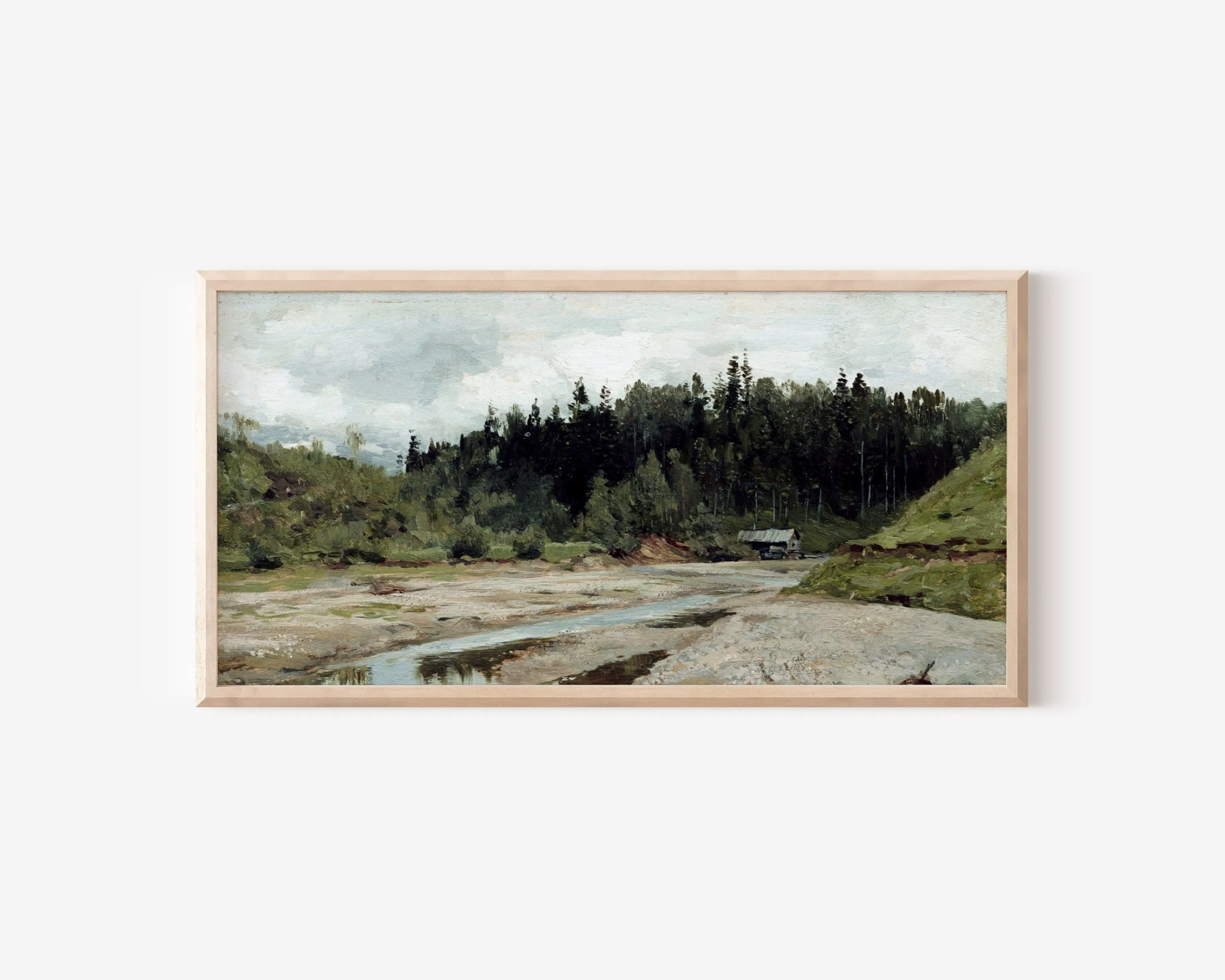 Horizontal Landscape with Stream Vintage Wall Art
