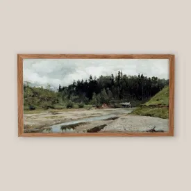 Horizontal Landscape with Stream Vintage Wall Art