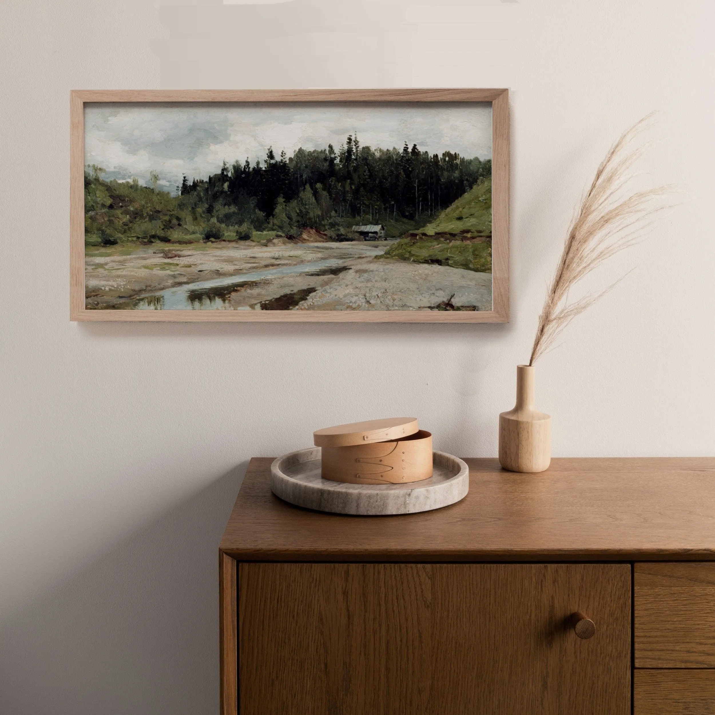 Horizontal Landscape with Stream Vintage Wall Art