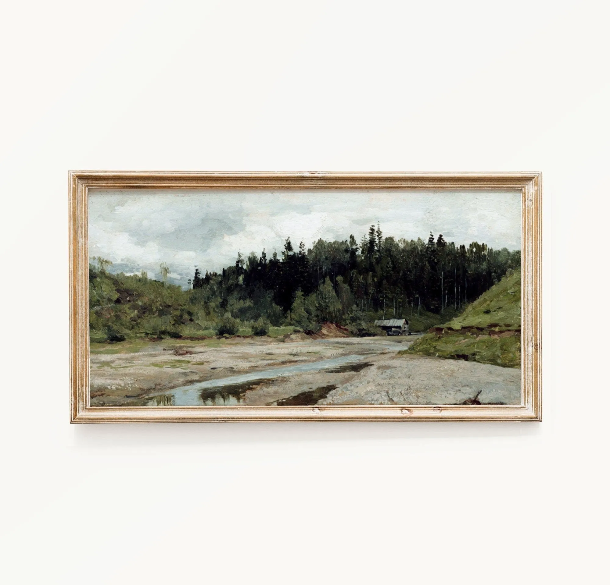 Horizontal Landscape with Stream Vintage Wall Art