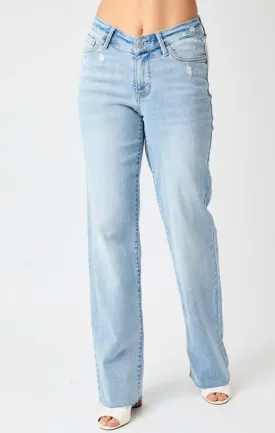 Judy Blue, V Front Waistband Straight Jeans