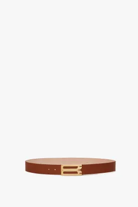 Jumbo Frame Belt In Tan Grained Leather