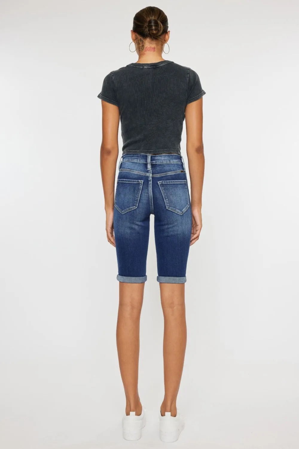 Kancan Full Size Cat's Whiskers Button Fly Jean Shorts