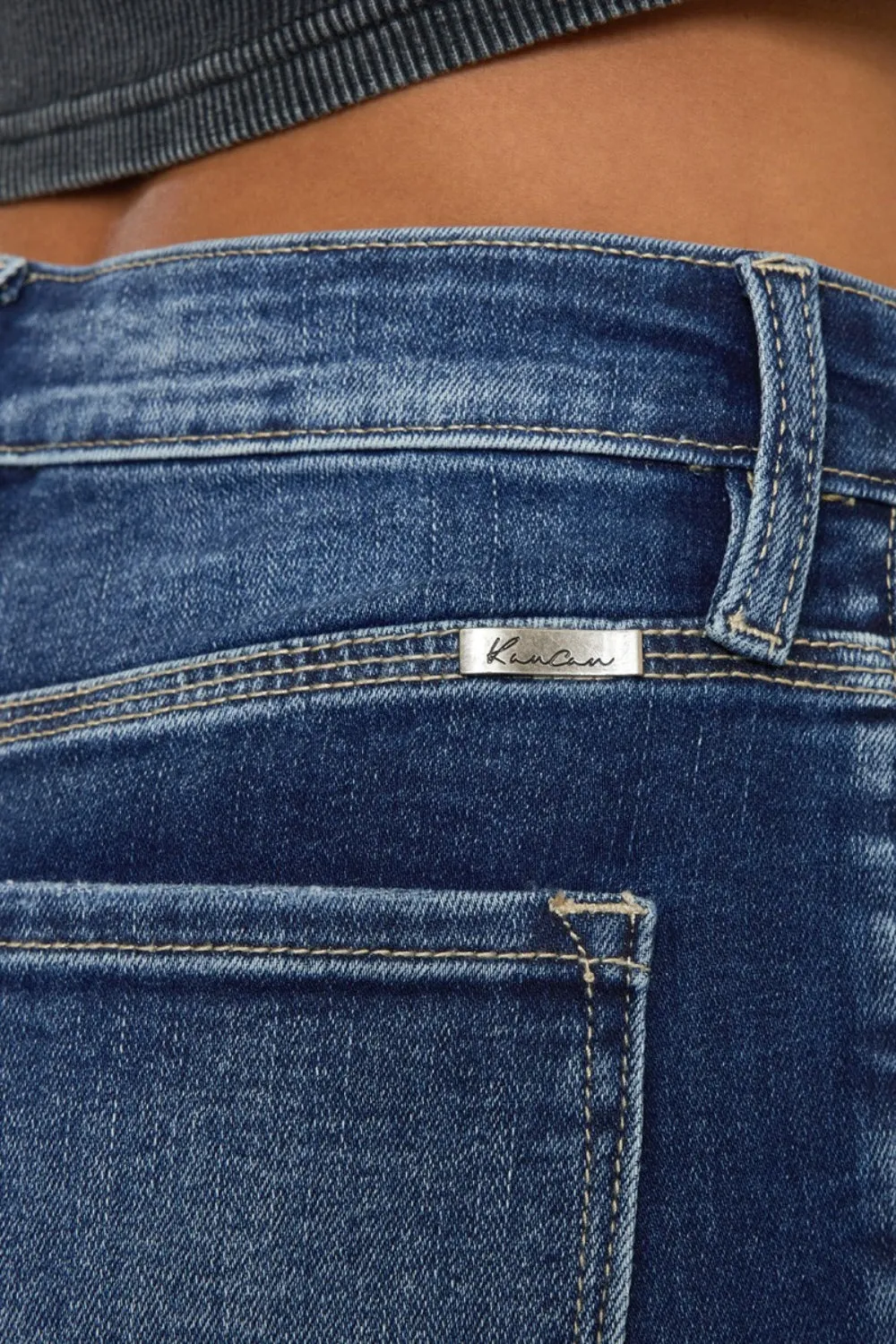 Kancan Full Size Cat's Whiskers Button Fly Jean Shorts