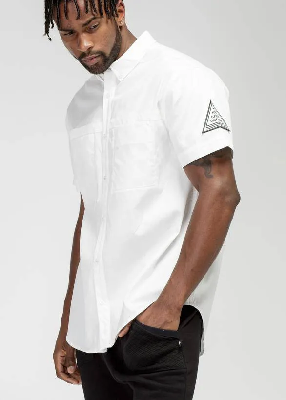 Konus Men's Reflective Short Sleeve Button Down in White