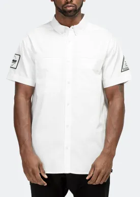Konus Men's Reflective Short Sleeve Button Down in White
