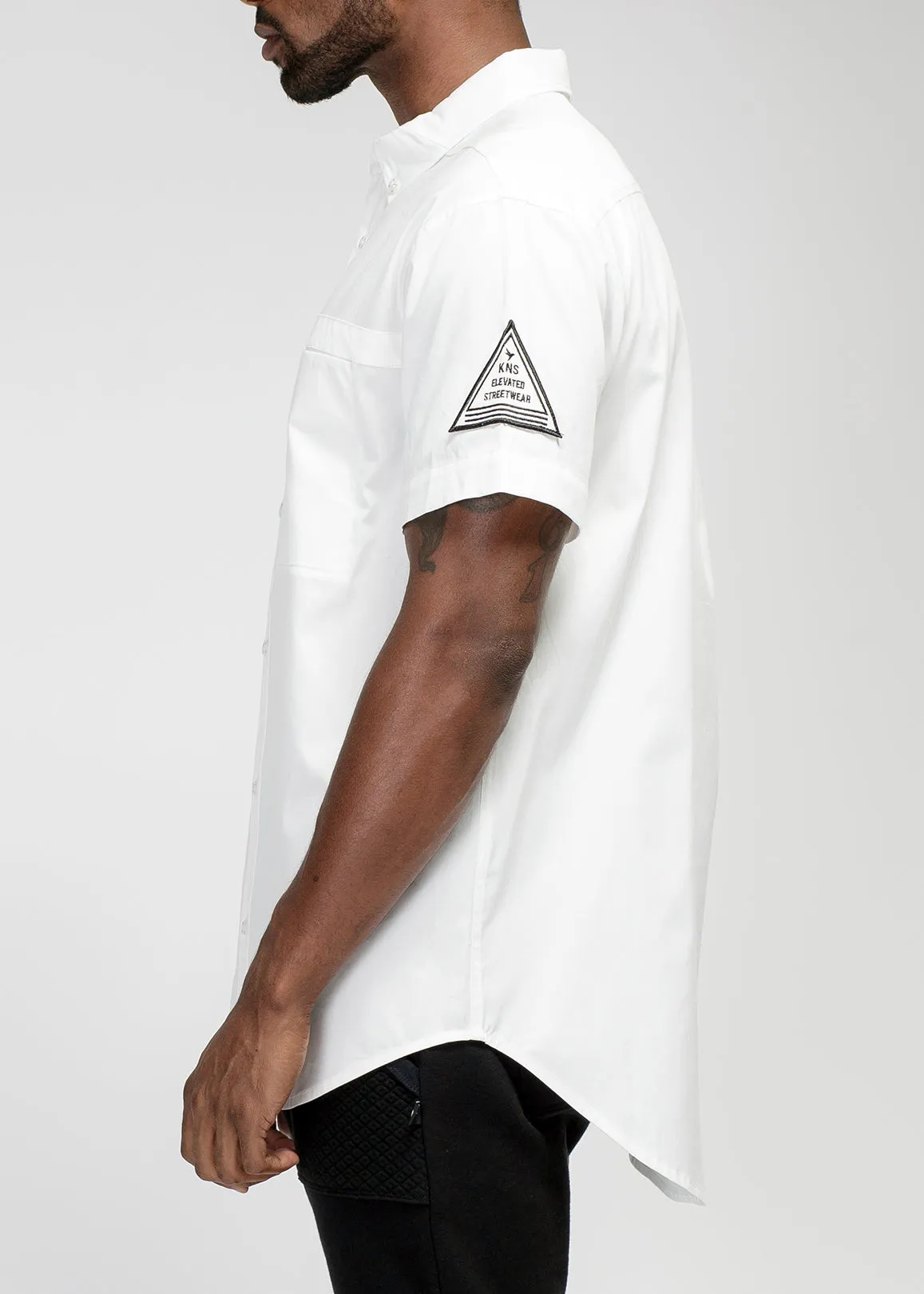 Konus Men's Reflective Short Sleeve Button Down in White