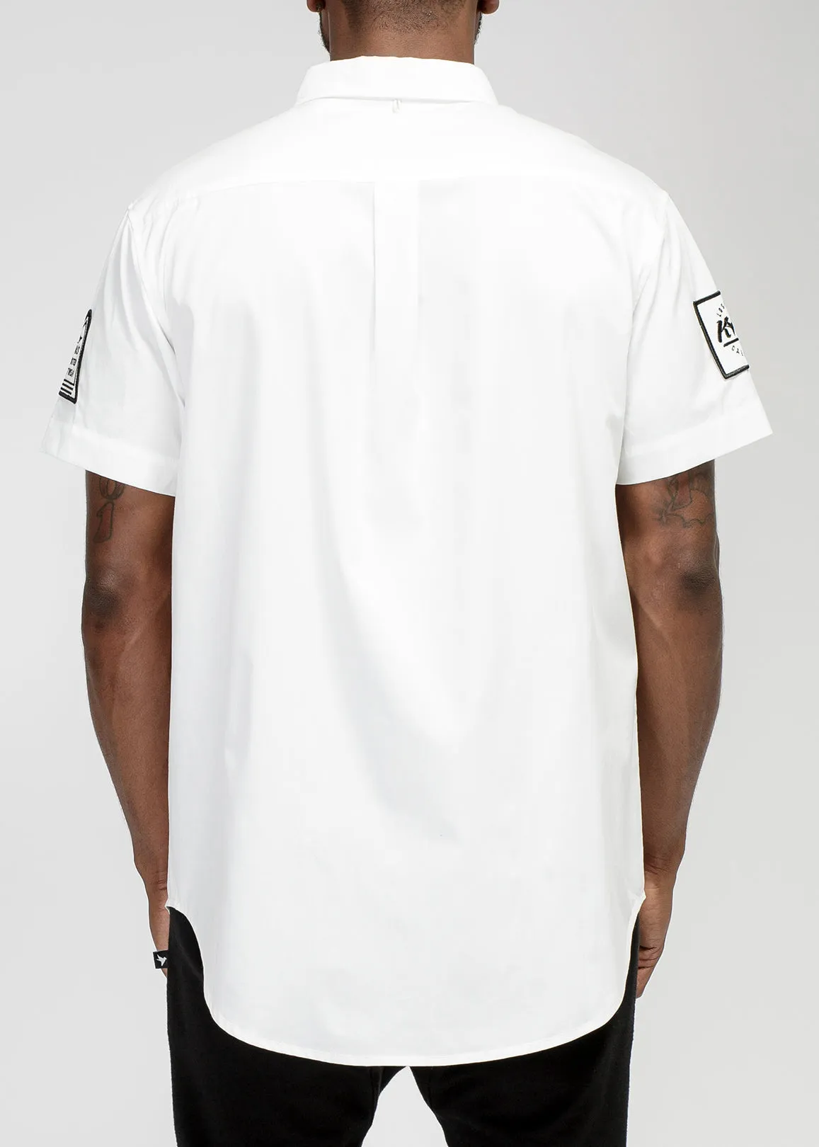 Konus Men's Reflective Short Sleeve Button Down in White