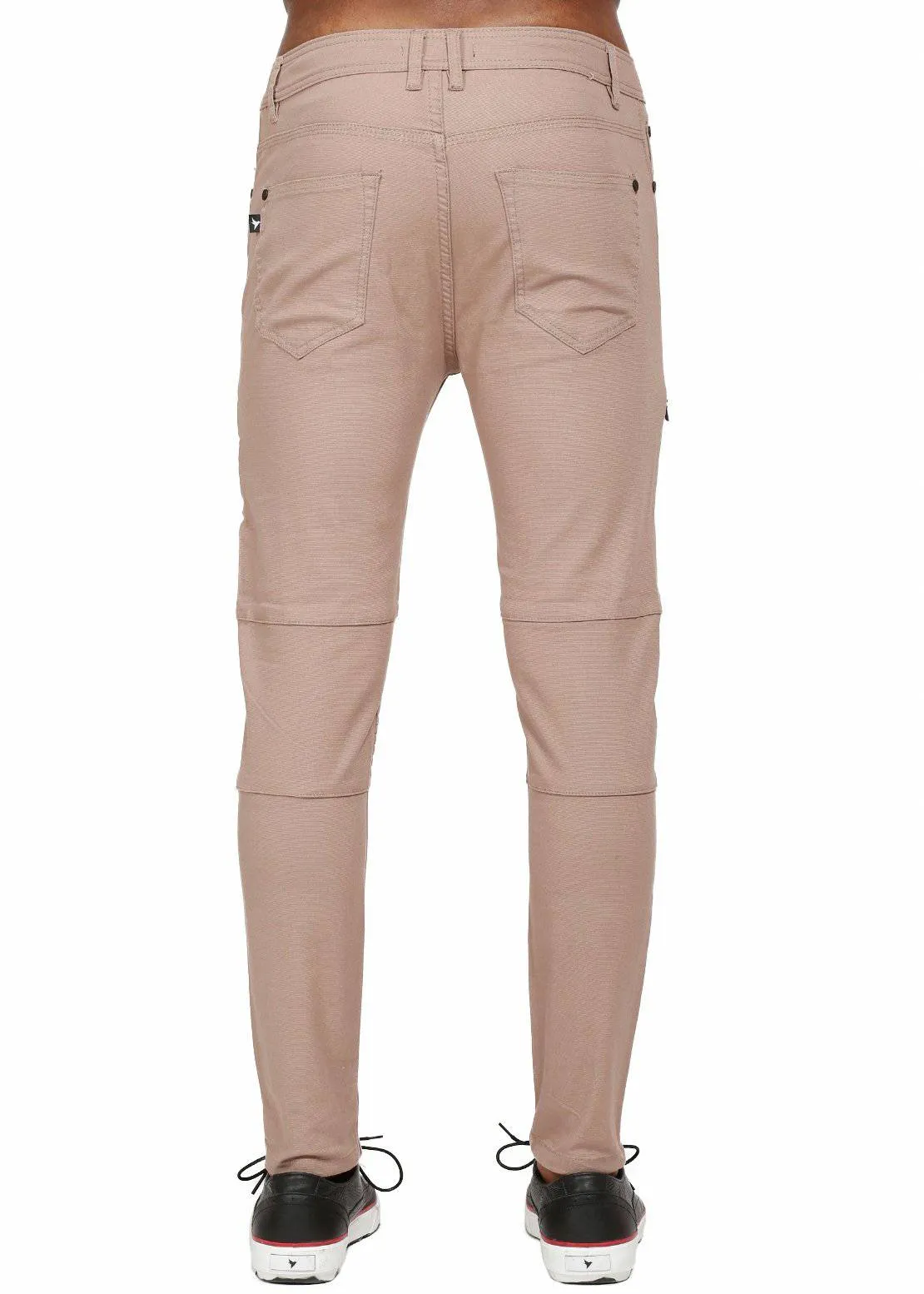 Konus Men's Skinny Jeans in Biker Style in Dark Beige