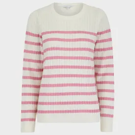 Ladies Striped Cable Knit Jumper