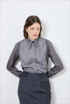 LOCK grey - silk shirt