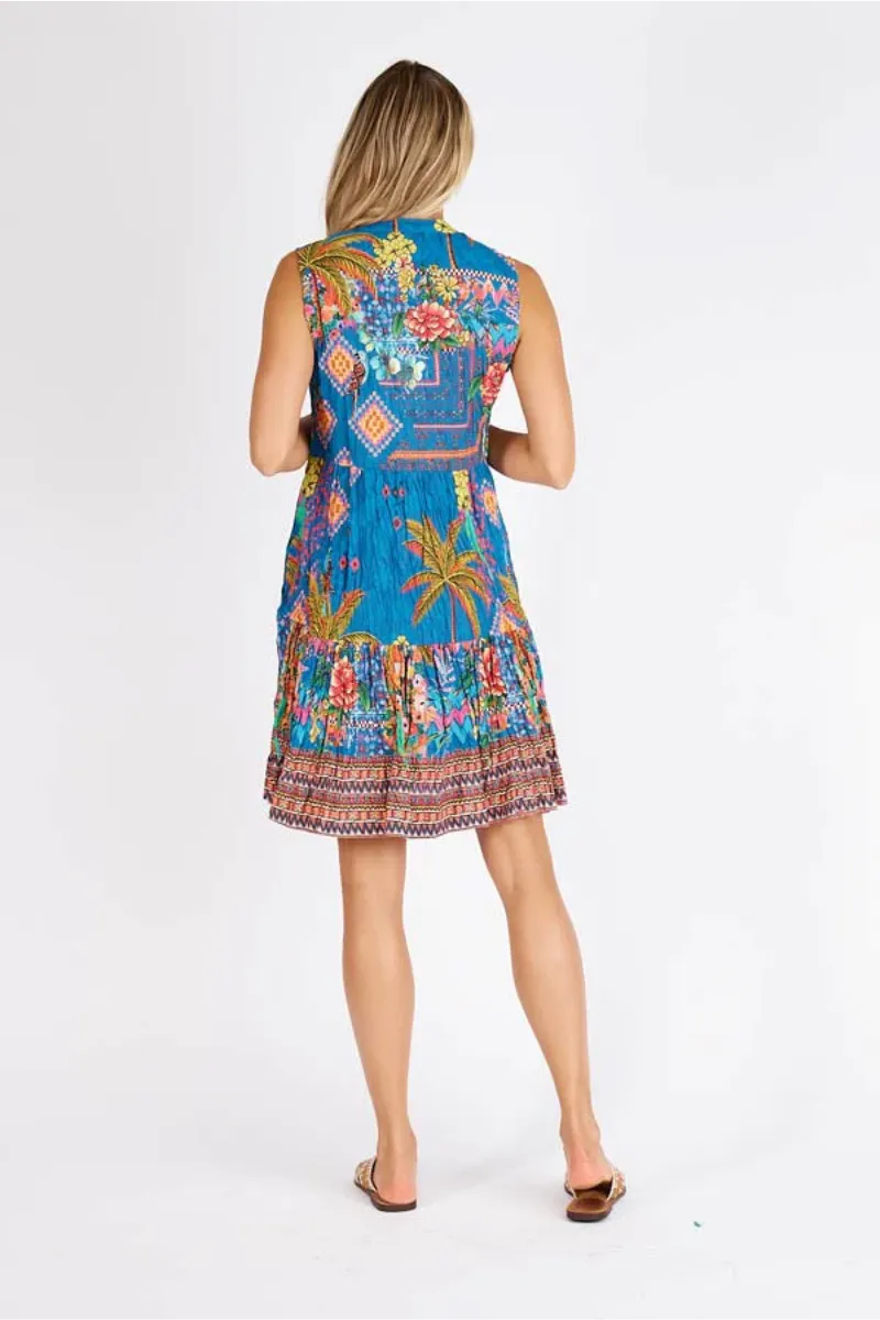 Lula Life Mika Sleeveless Cotton Dress Ocean
