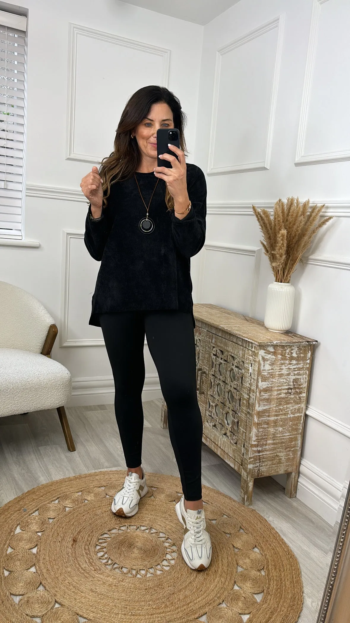 Madlena Black Velour Necklace Tunic