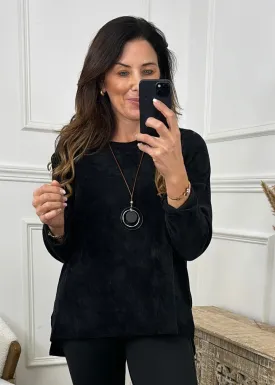 Madlena Black Velour Necklace Tunic