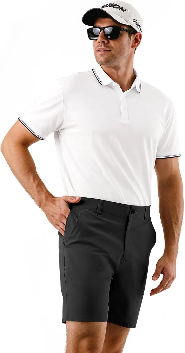Mens Golf Shorts 7'' Inseam Lightweight Quick Dry Strech Casual Work Shorts, Hybrid Flat Front Golf Shorts for Men
