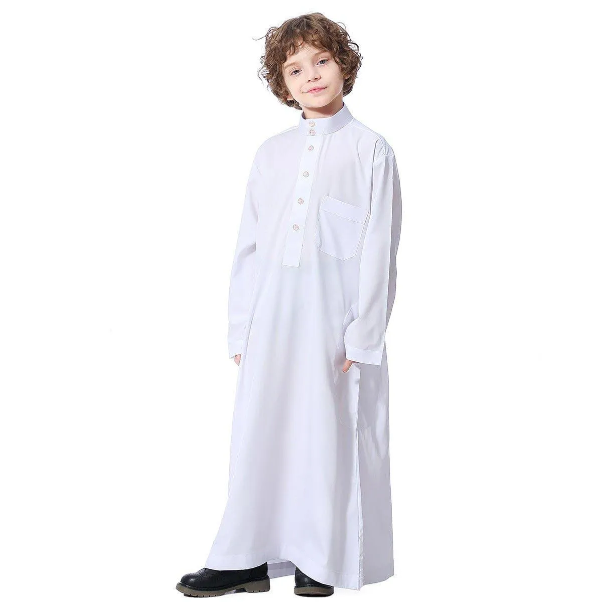 MKB003 Stand Up Collar Button Down Boys Thobe