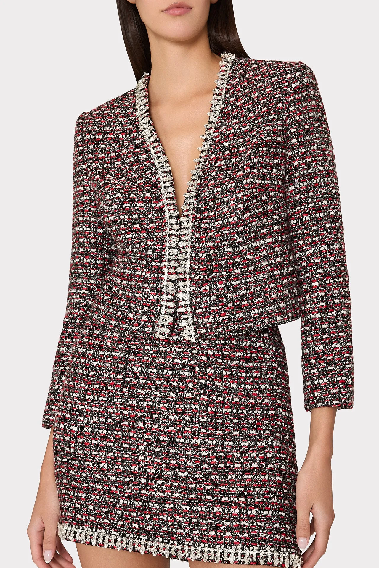 Nika Tweed Crystal Embellished Mini Skirt