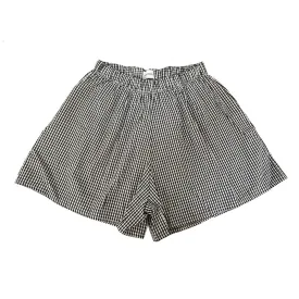 Organic poplin shorts in black gingham