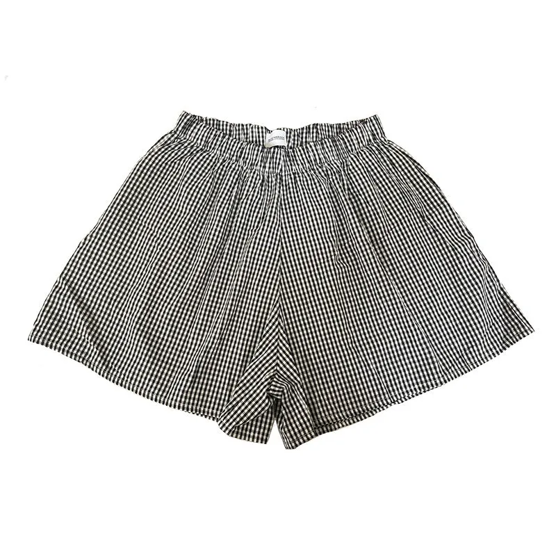 Organic poplin shorts in black gingham