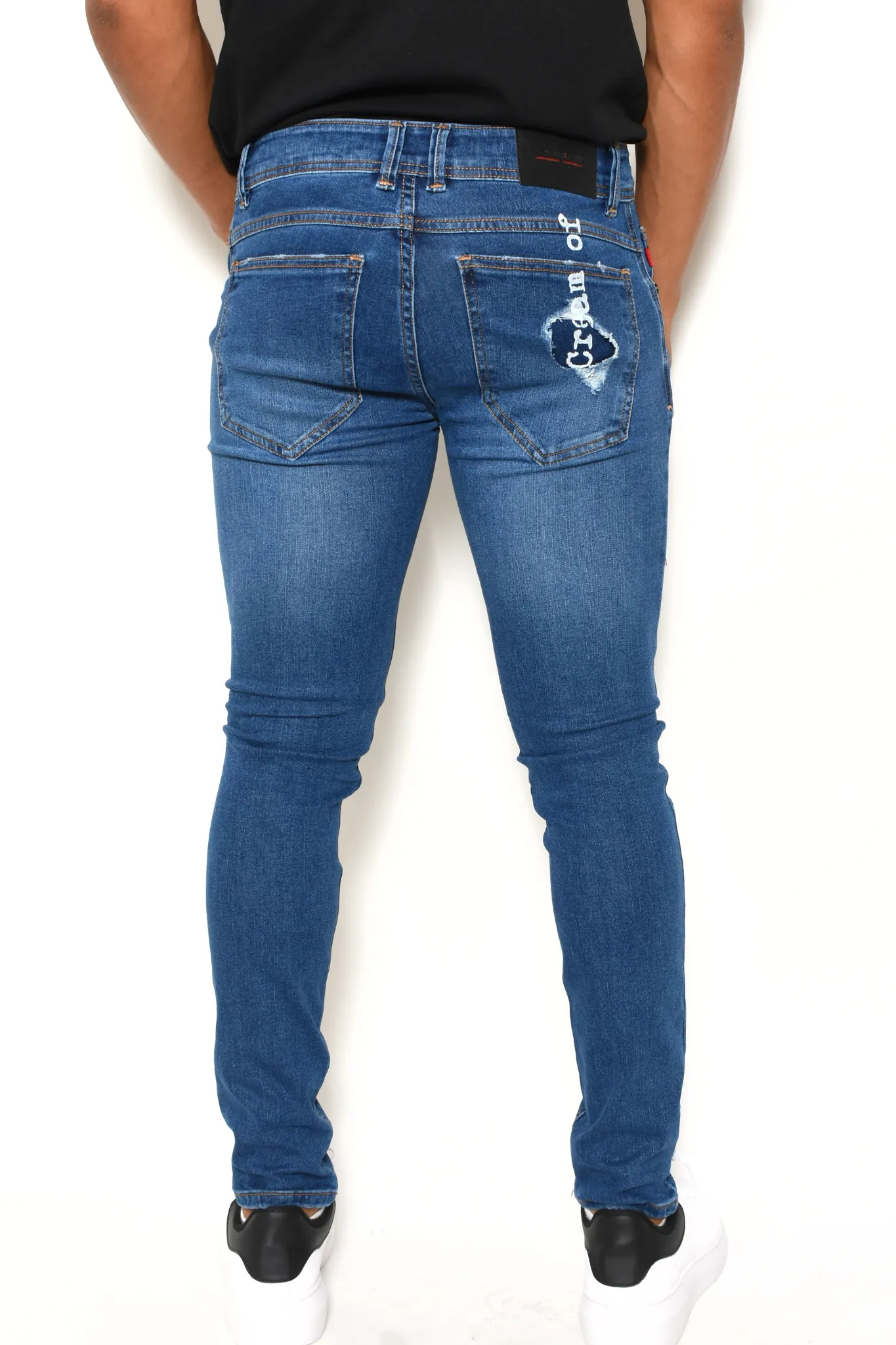 Pantalón de Mezclilla Azul Letras ''Cream Of'' Skinny TPS