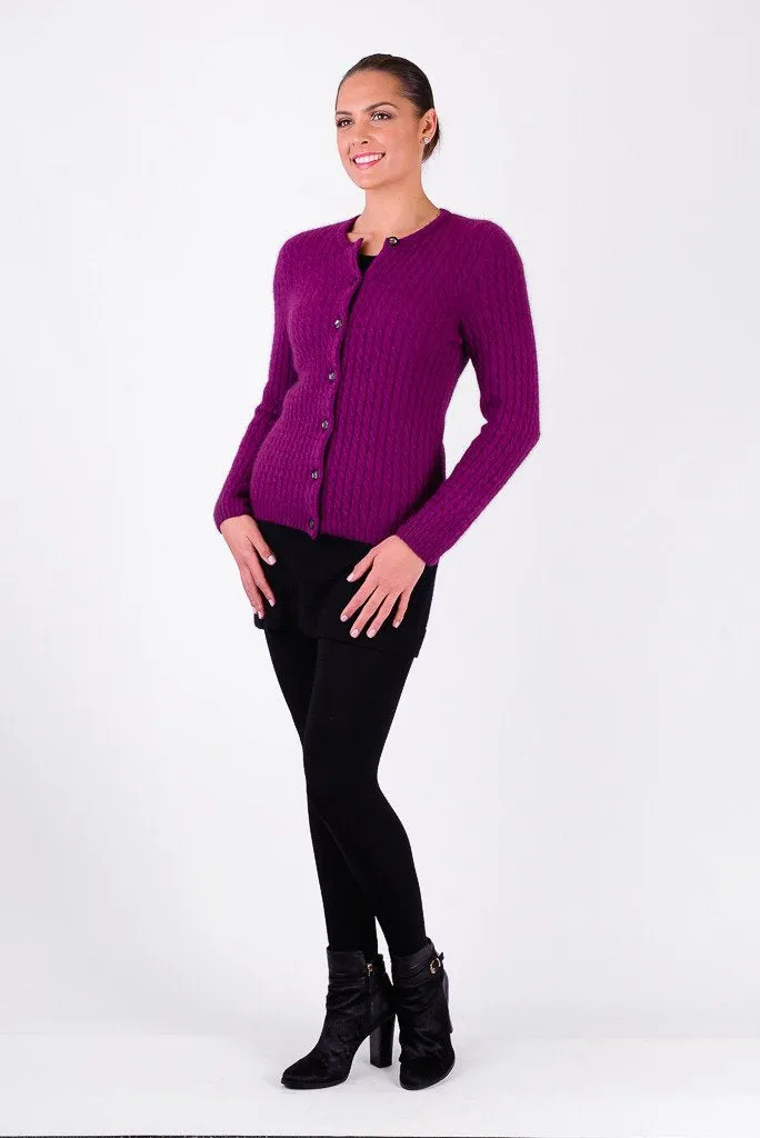 Possum Merino Cable Cardigan with Buttons