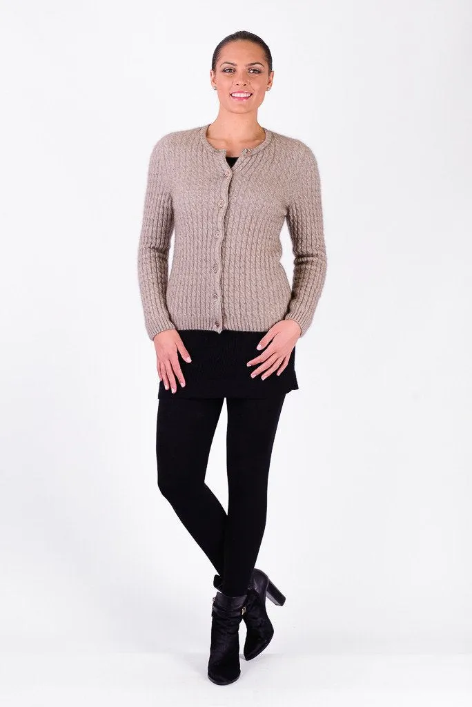 Possum Merino Cable Cardigan with Buttons
