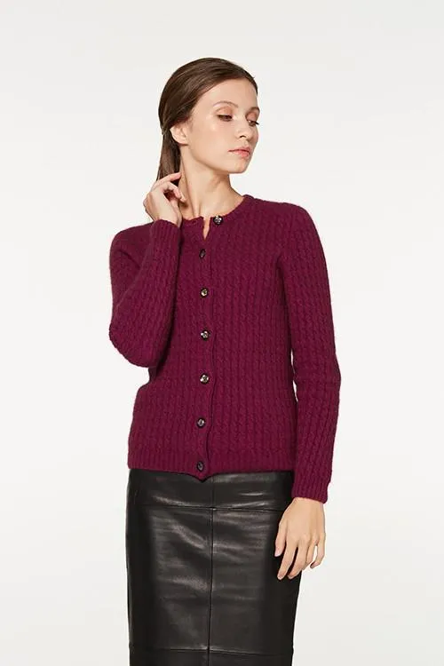 Possum Merino Cable Cardigan with Buttons