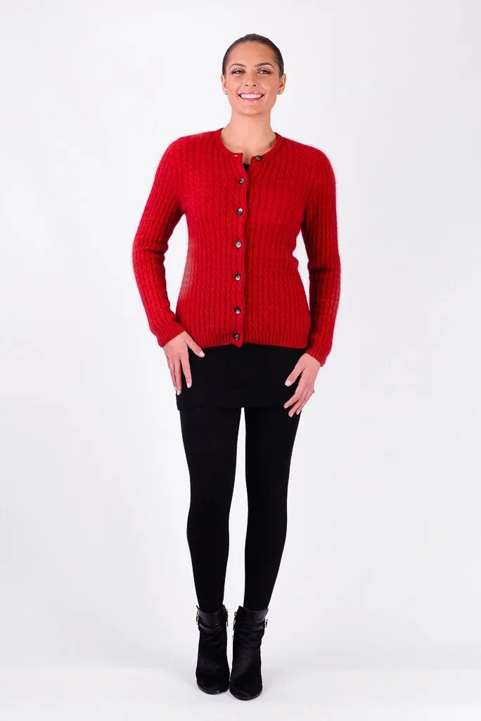 Possum Merino Cable Cardigan with Buttons