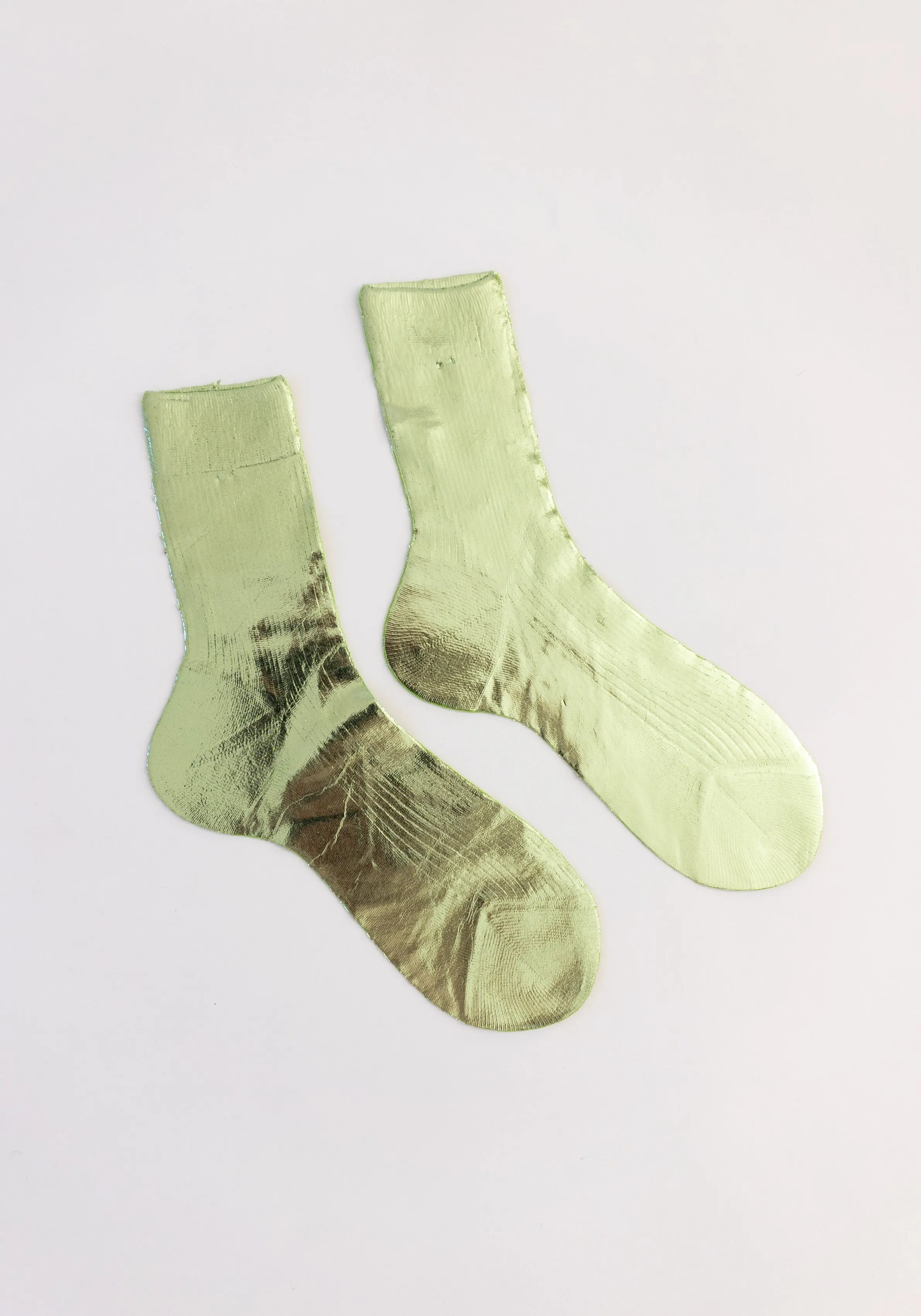 Ribbed Laminated Sock in Verdino