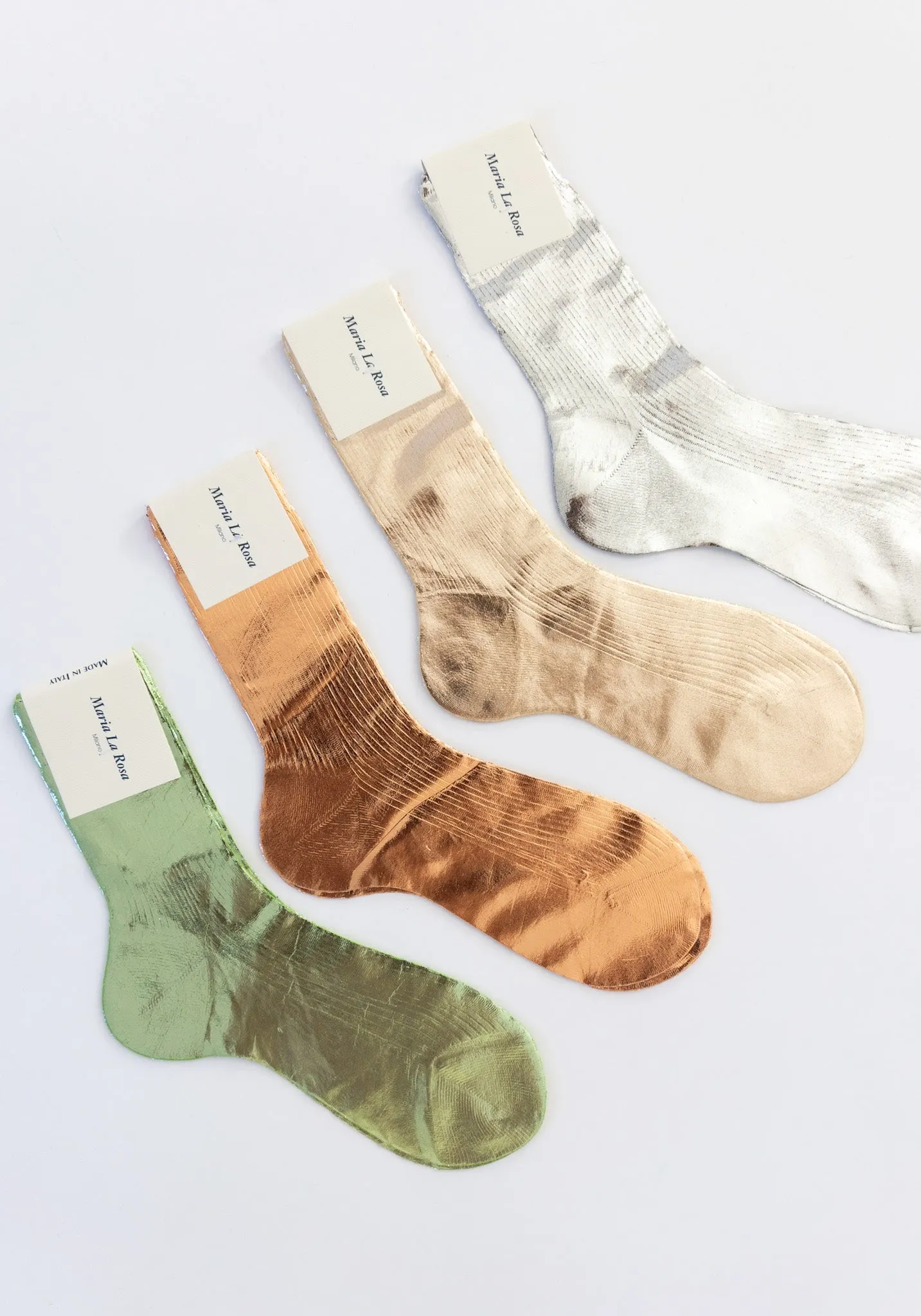Ribbed Laminated Sock in Verdino