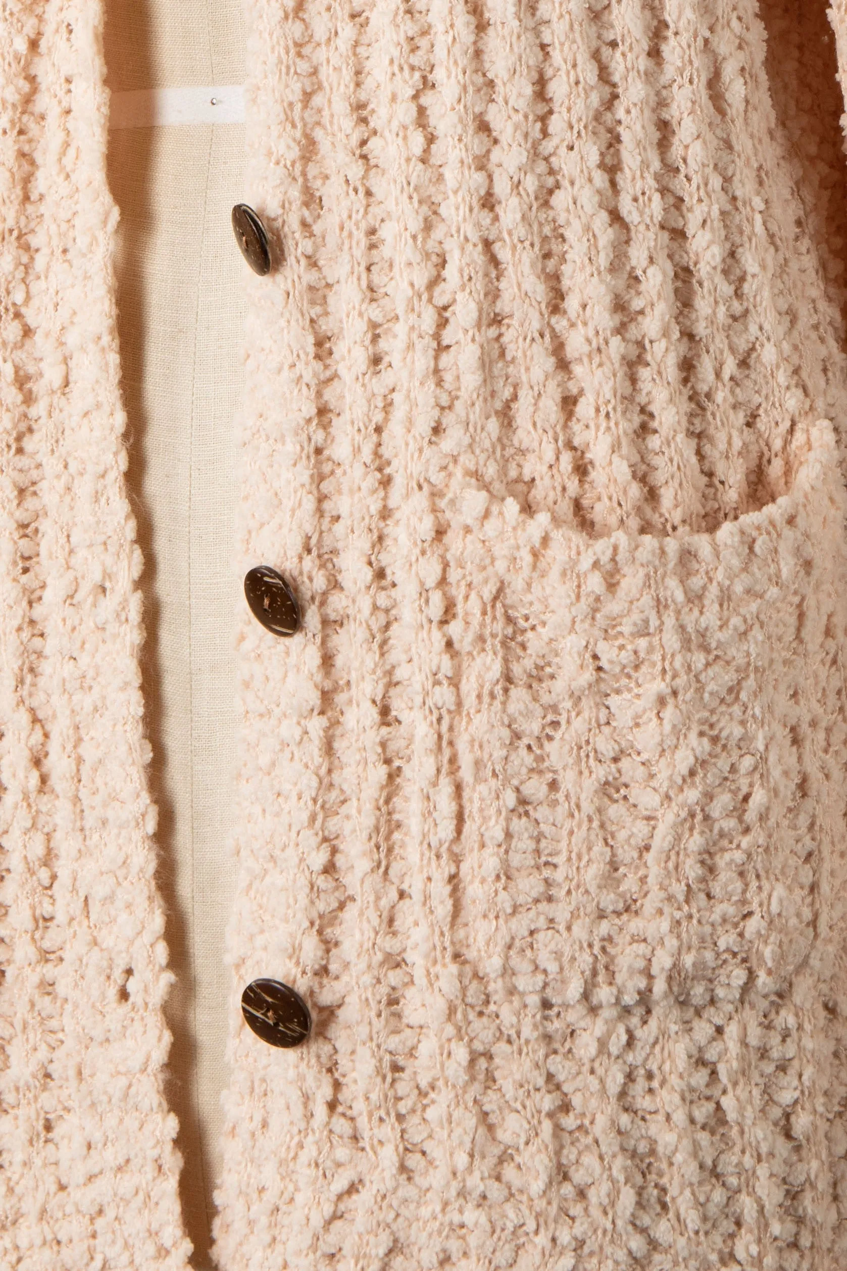 RIBBED POPCORN KNIT BUTTON DOWN CARDIGAN 1 PACK