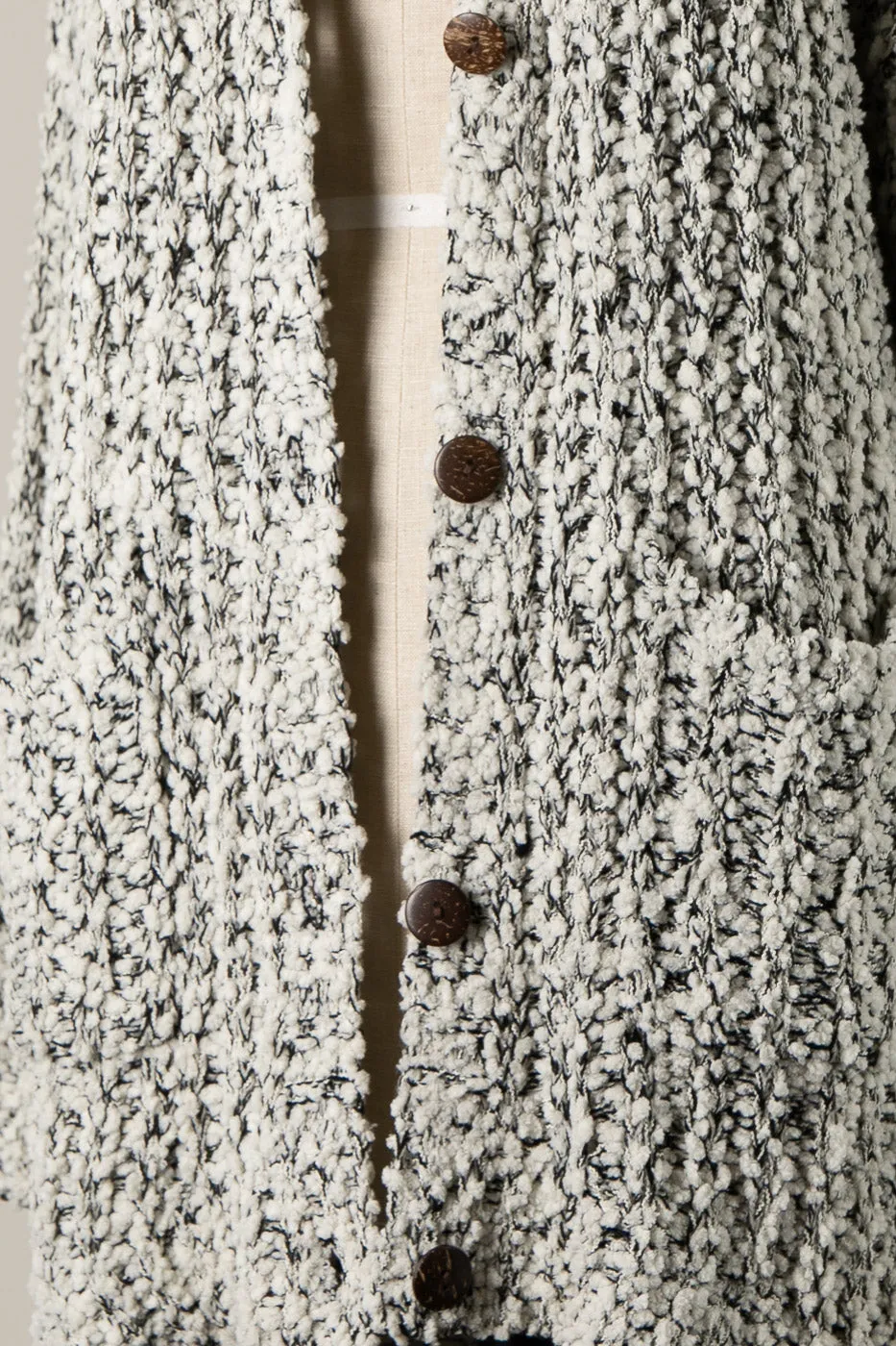 RIBBED POPCORN KNIT BUTTON DOWN CARDIGAN 1 PACK