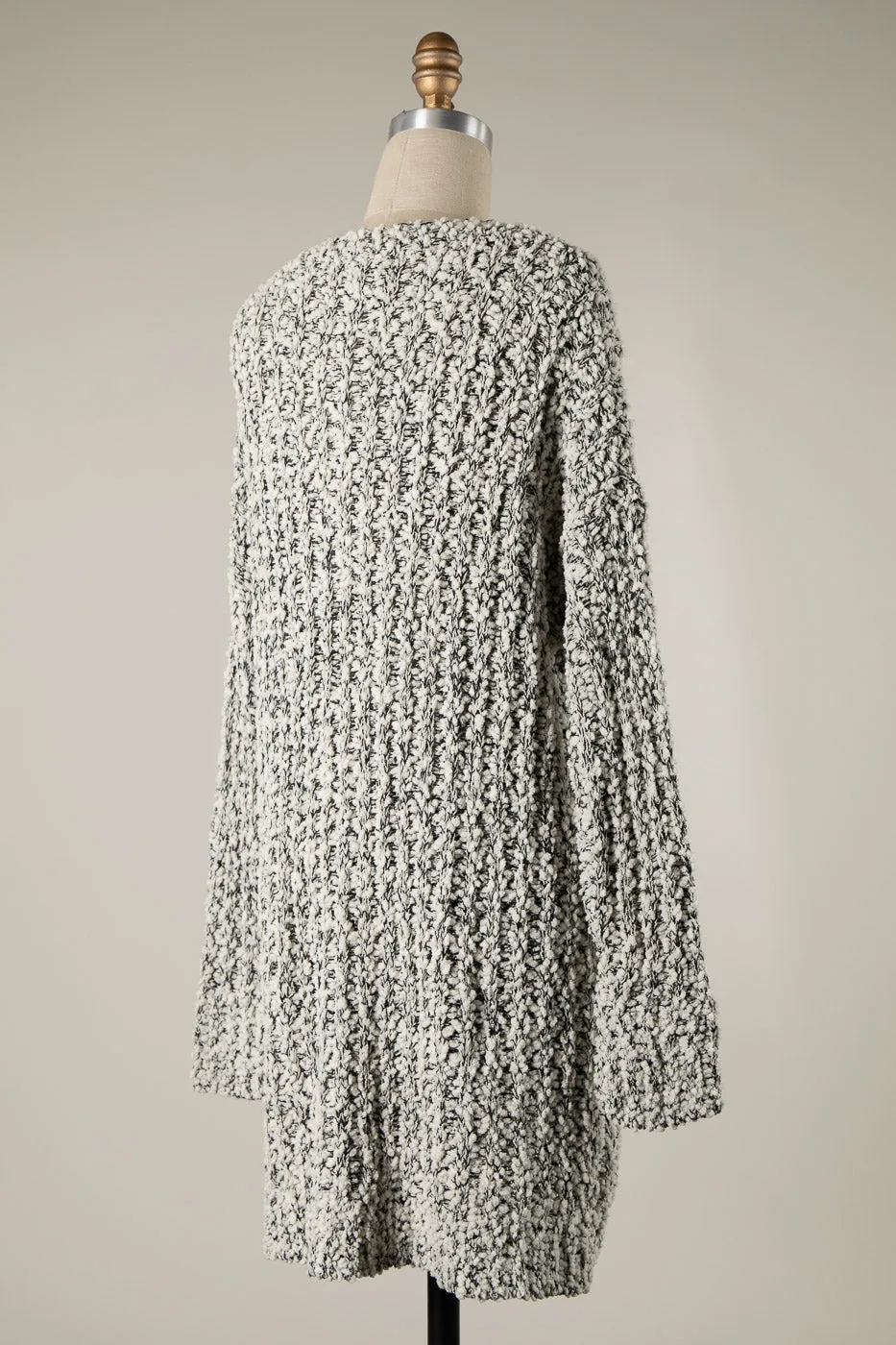 RIBBED POPCORN KNIT BUTTON DOWN CARDIGAN 1 PACK