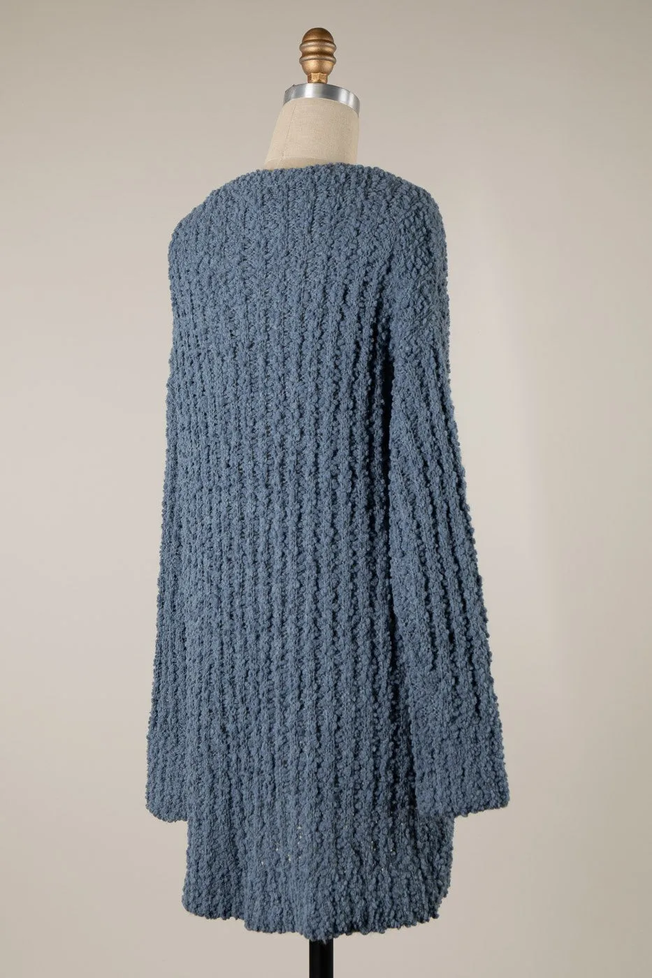 RIBBED POPCORN KNIT BUTTON DOWN CARDIGAN 1 PACK