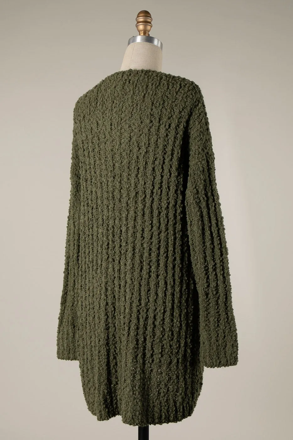 RIBBED POPCORN KNIT BUTTON DOWN CARDIGAN 1 PACK