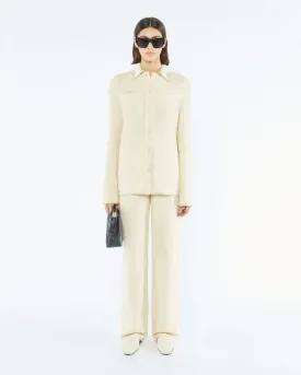 Rosan - Sale Textured Bouclé Tweed Shirt - Creme