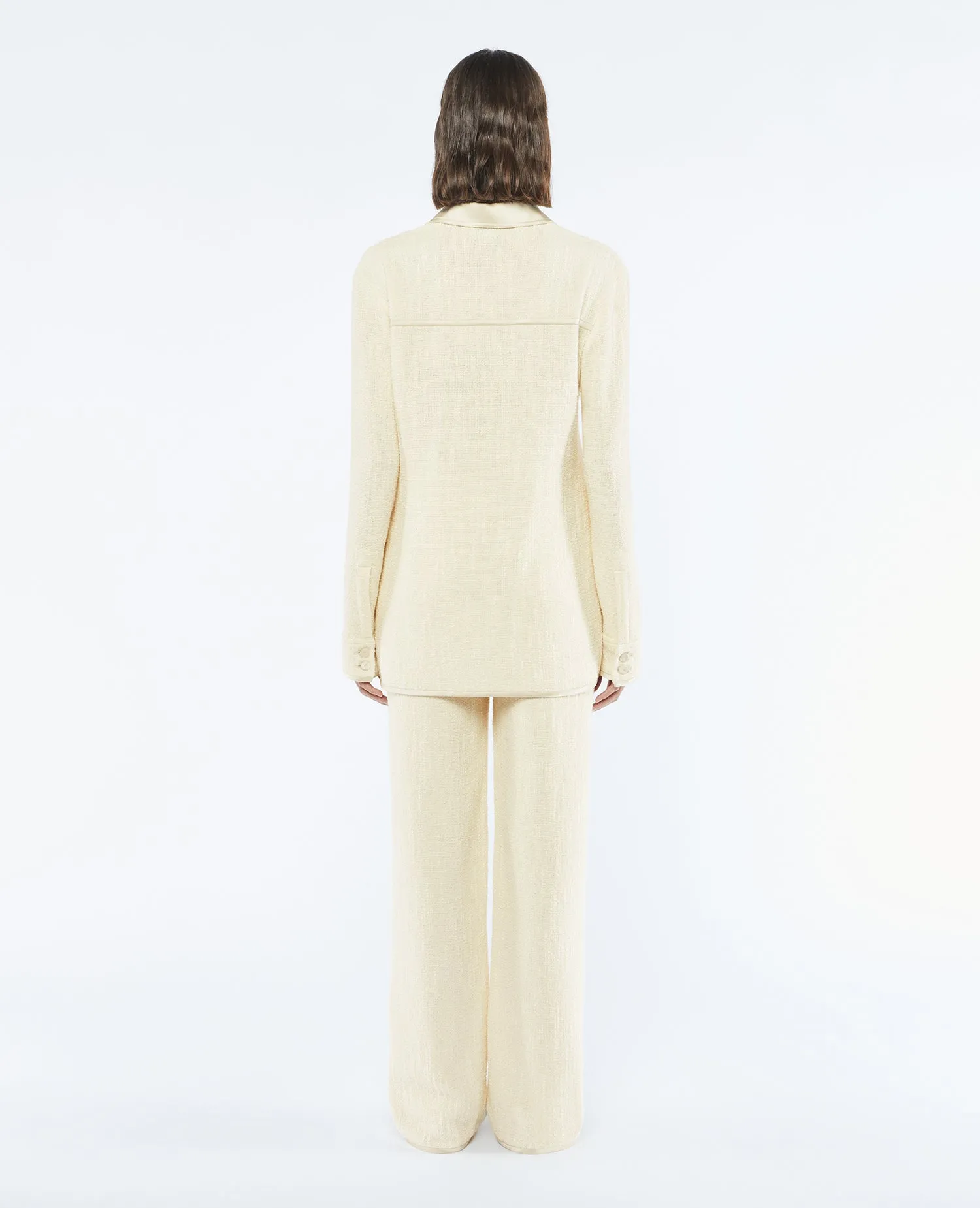 Rosan - Sale Textured Bouclé Tweed Shirt - Creme