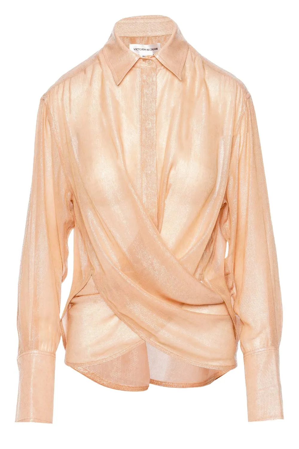 Silk Wrap Front Blouse with Rosewater Lurex Trimming